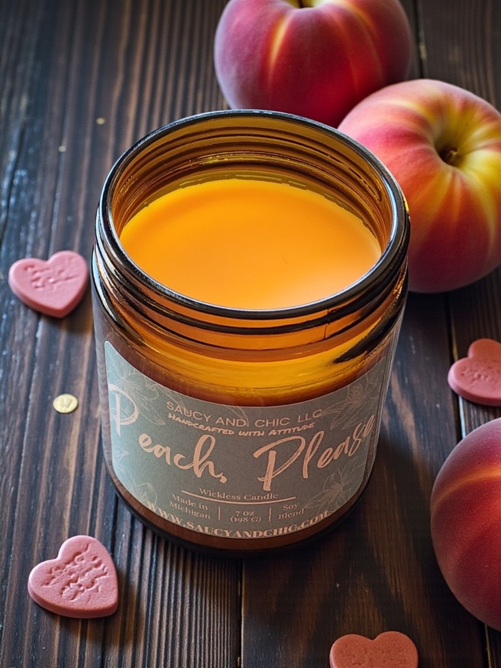 Saucy and Chic Peach Please Peach Scented Soy Jar Candle